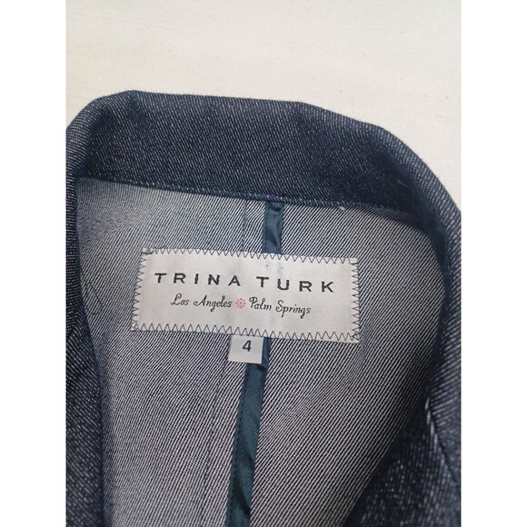 Trina Turk Women's Charcoal Gray Black Button Front Blazer Jacket Size 4 - Picture 9 of 9